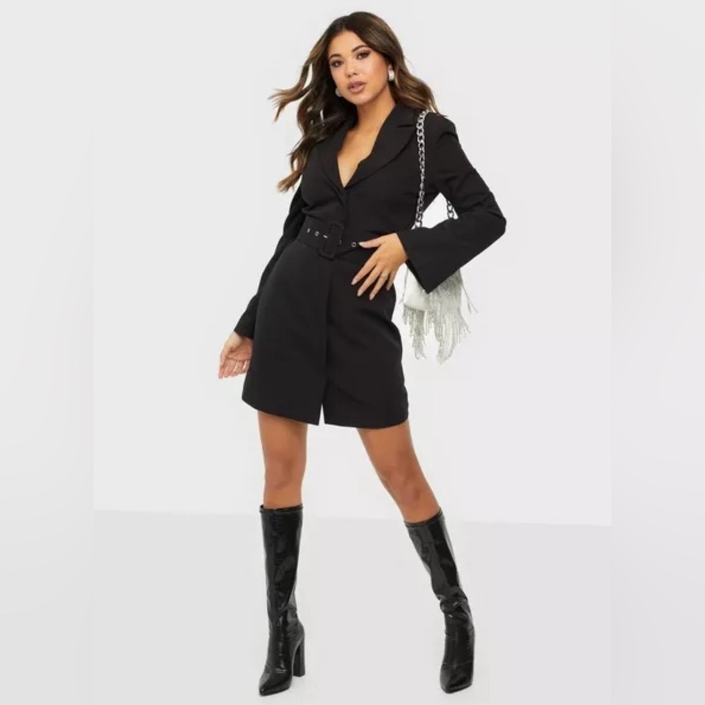 Blue Blush Sharp Black Blazer Dress